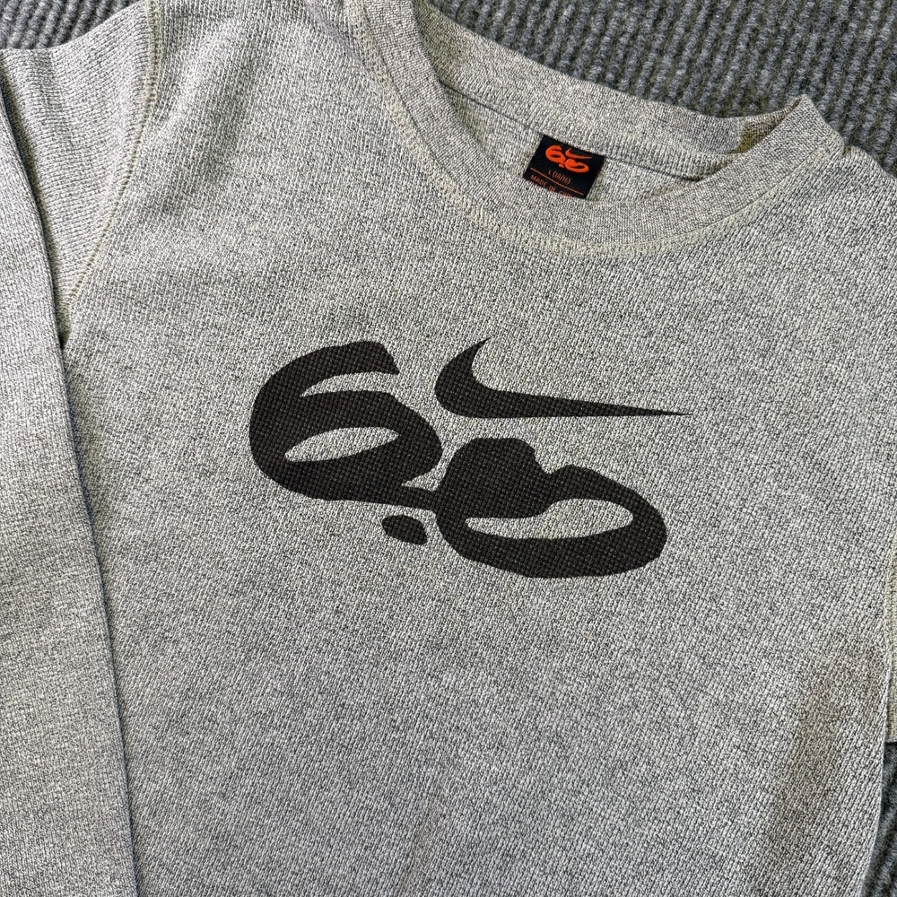 Nike 6.0 Youth Thermal Shirt L 14-16 Gray Long Sleeve Waffle Knit Logo